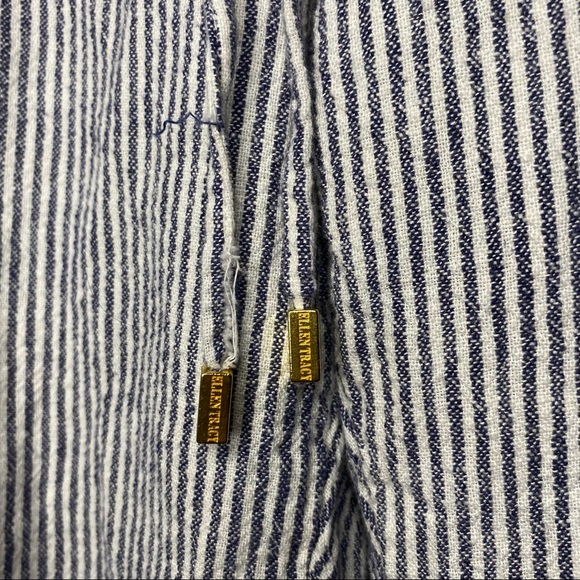 Ellen Tracy Linen Wide Leg Cropped Striped Pants - Picture 8 of 9